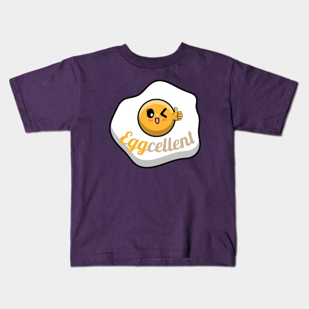 Funny eggcellent fried eggs Kids T-Shirt by Donut lover